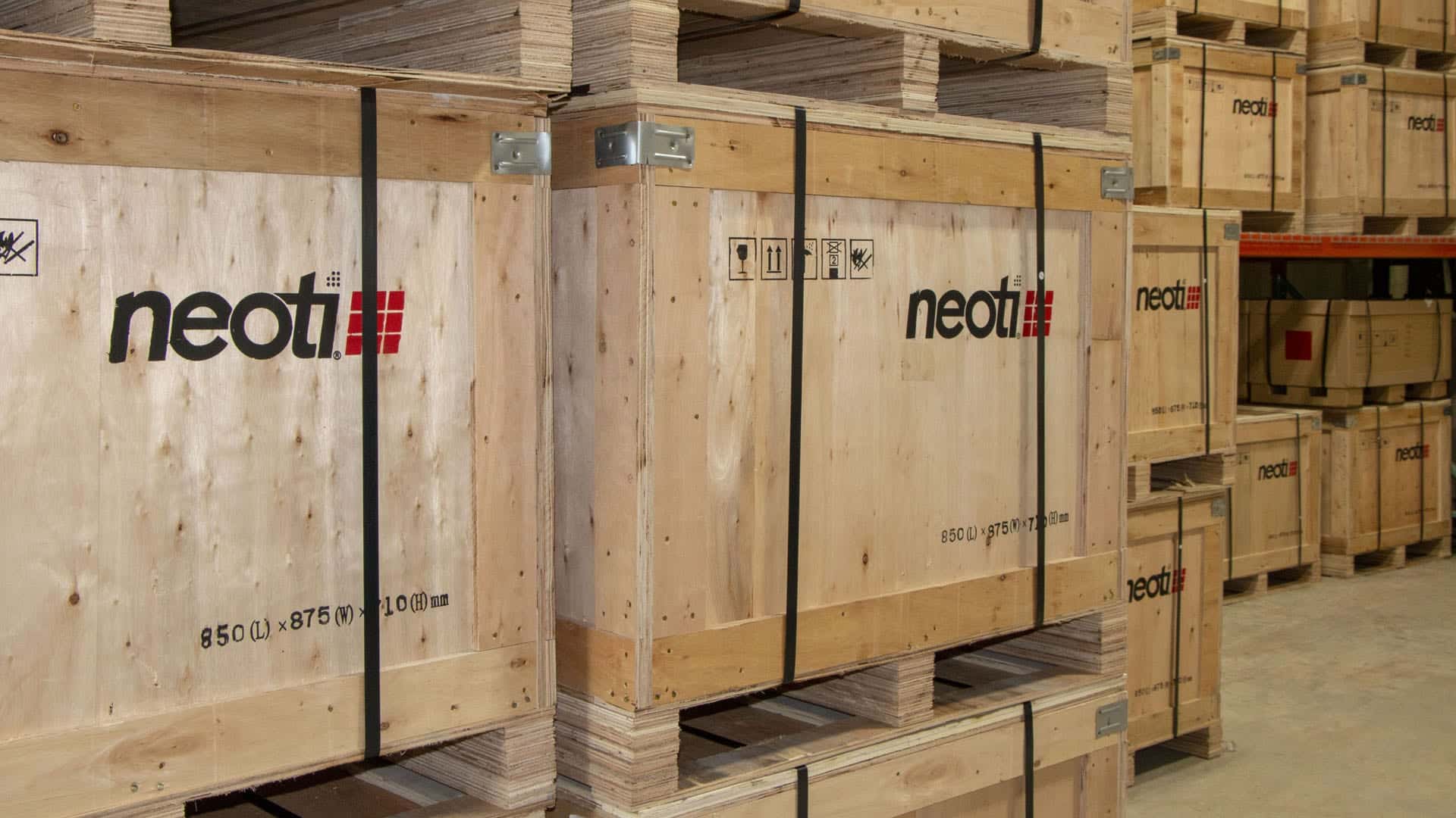 Neoti LED panels in warehouse ready to deliver
